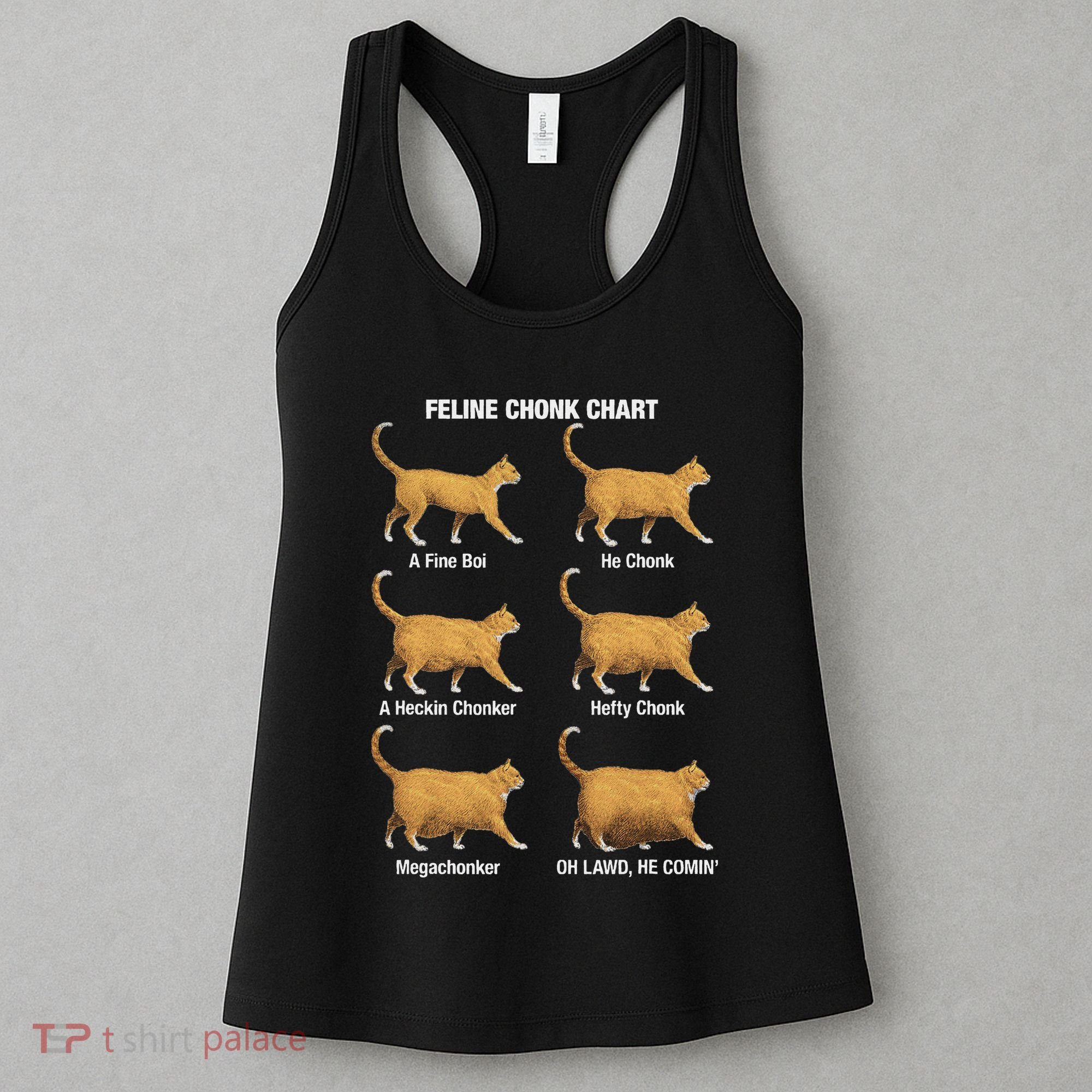 Feline Chonk Cat Chart Funny Cat Meme Oh Lawd He Comin Women's Tank Top