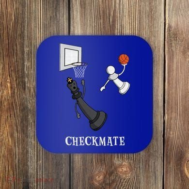 Funny Checkmate Chess Basketball Game Board King Pawn Piece Coaster