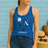 Funny Checkmate Chess Basketball Game Board King Pawn Piece Women's Tank Top thumb 2