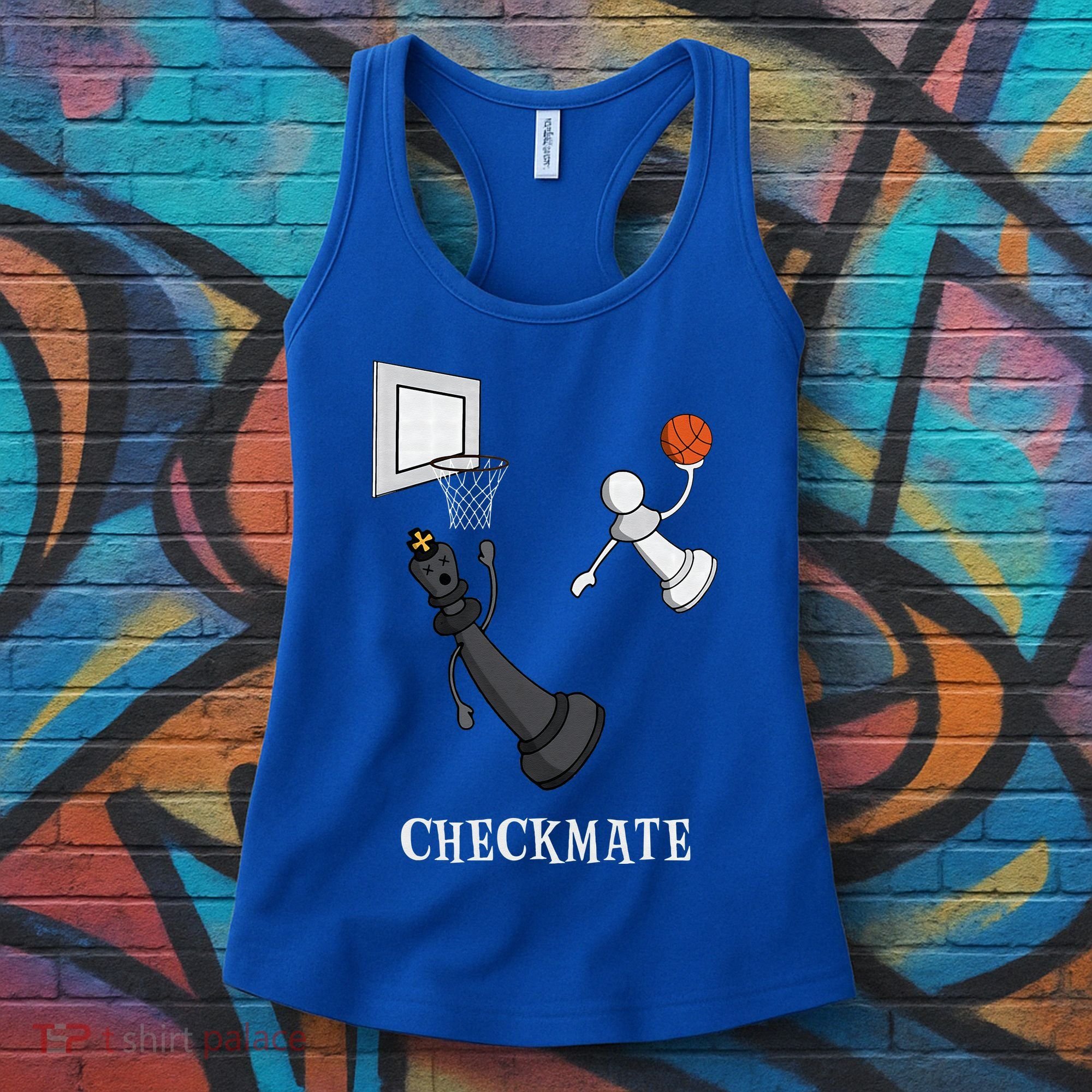 Funny Checkmate Chess Basketball Game Board King Pawn Piece Women's Tank Top