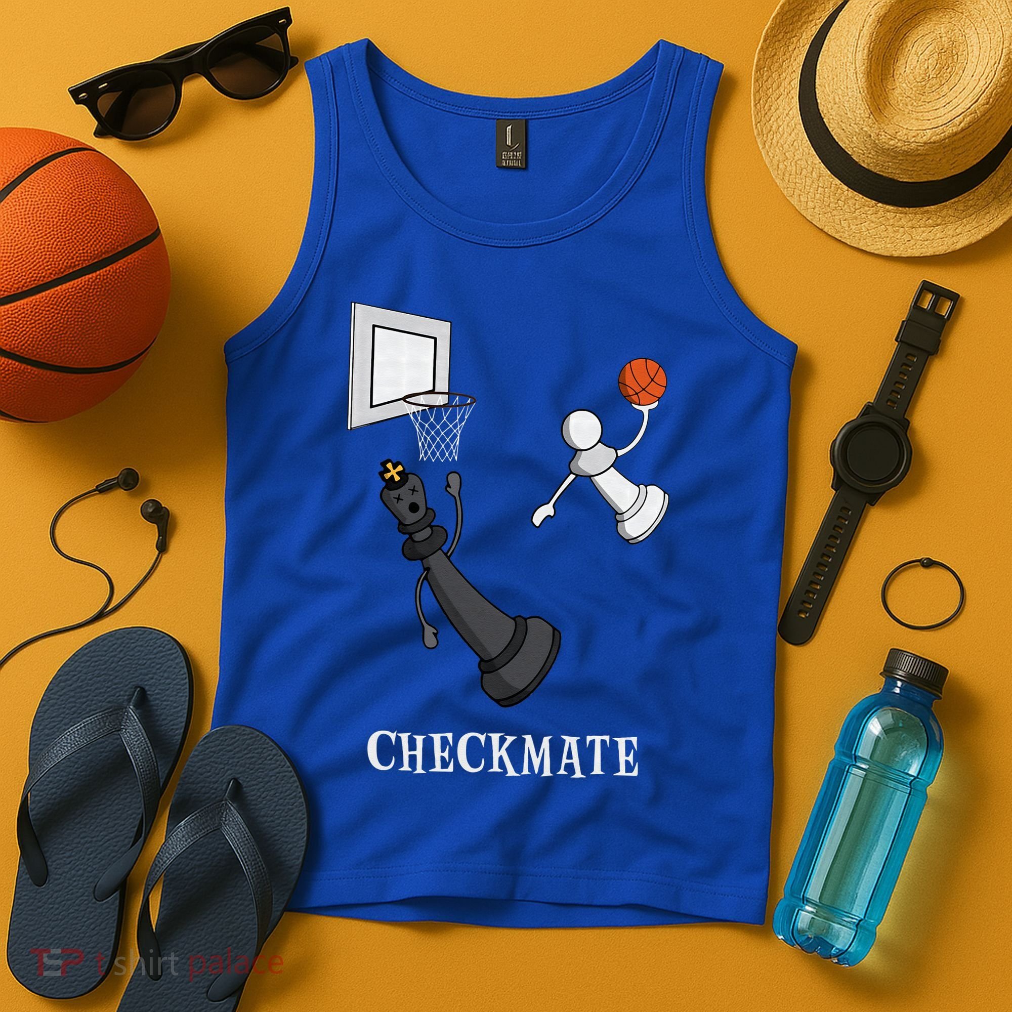 Funny Checkmate Chess Basketball Game Board King Pawn Piece Tank Top