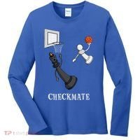 Funny Checkmate Chess Basketball Game Board King Pawn Piece Women's Long Sleeve Shirt thumb 0