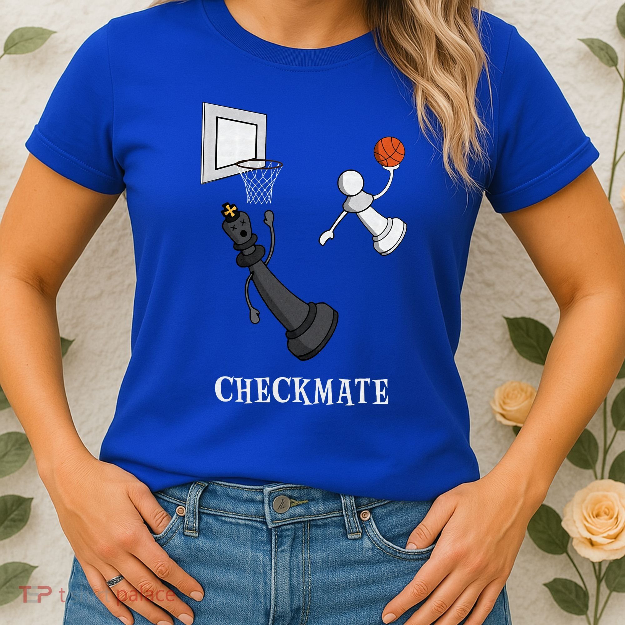 Funny Checkmate Chess Basketball Game Board King Pawn Piece Women's T-Shirt