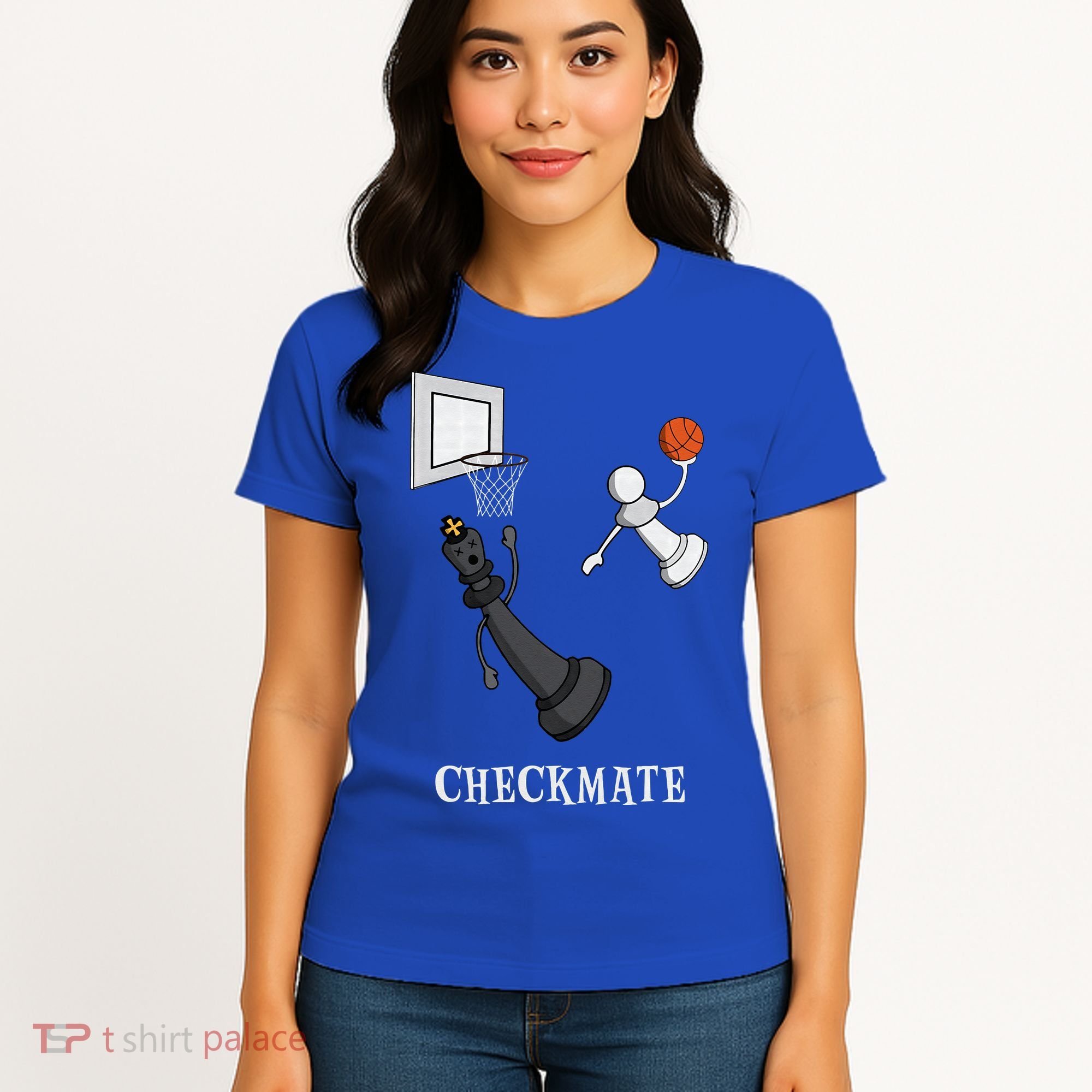 Funny Checkmate Chess Basketball Game Board King Pawn Piece Women's T-Shirt