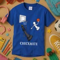 Funny Checkmate Chess Basketball Game Board King Pawn Piece Kids T-Shirt thumb 3