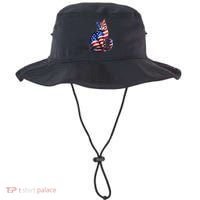 Funny Cute Cat Green Eyes Cat USA Flag 4th Of July Bucket Hat thumb 0