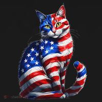 Funny Cute Cat Green Eyes Cat USA Flag 4th Of July Visor thumb 3