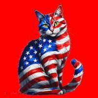 Funny Cute Cat Green Eyes Cat USA Flag 4th Of July Santa Hat thumb 1