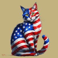Funny Cute Cat Green Eyes Cat USA Flag 4th Of July Polo thumb 2