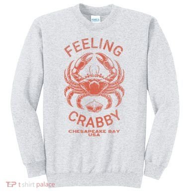 Feeling Crabby Chesapeake Vintage Beach Summer Bay Crab Boat Sweatshirt