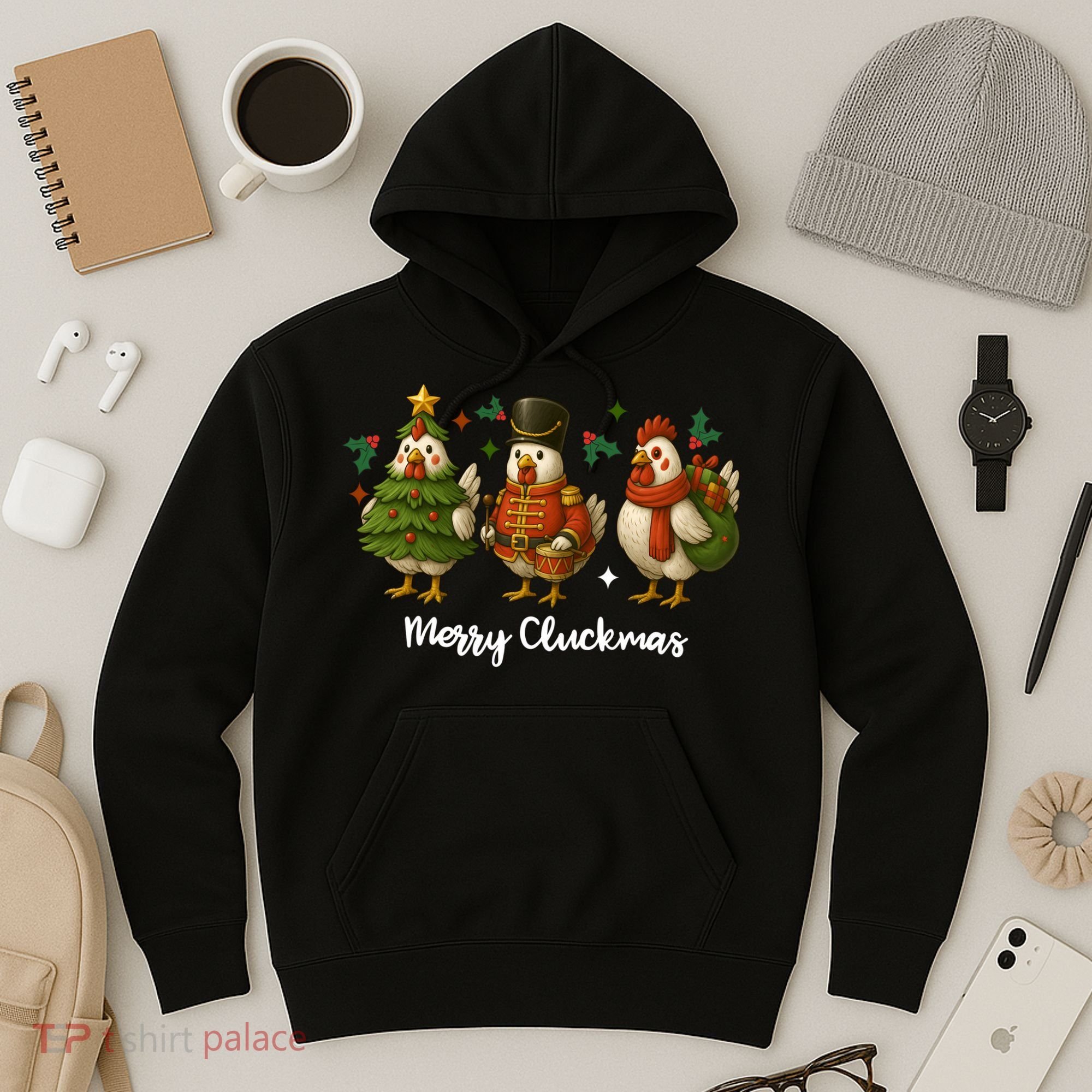 Funny Christmas Chicken Merry Cluckmas Hoodie