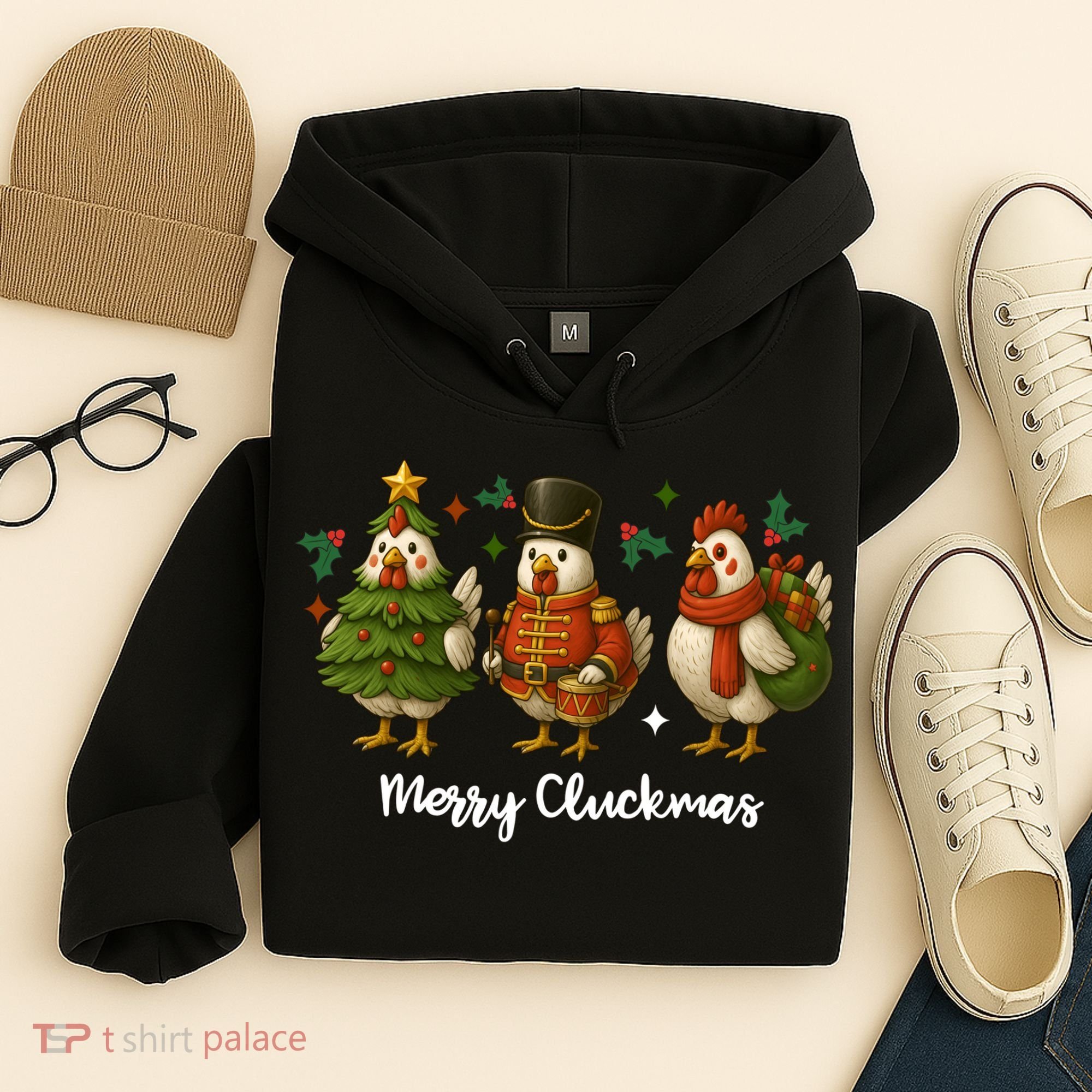 Funny Christmas Chicken Merry Cluckmas Hoodie