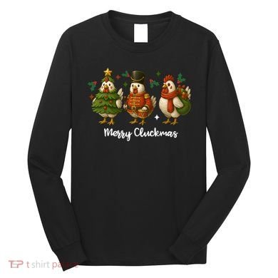 Funny Christmas Chicken Merry Cluckmas Long Sleeve Shirt
