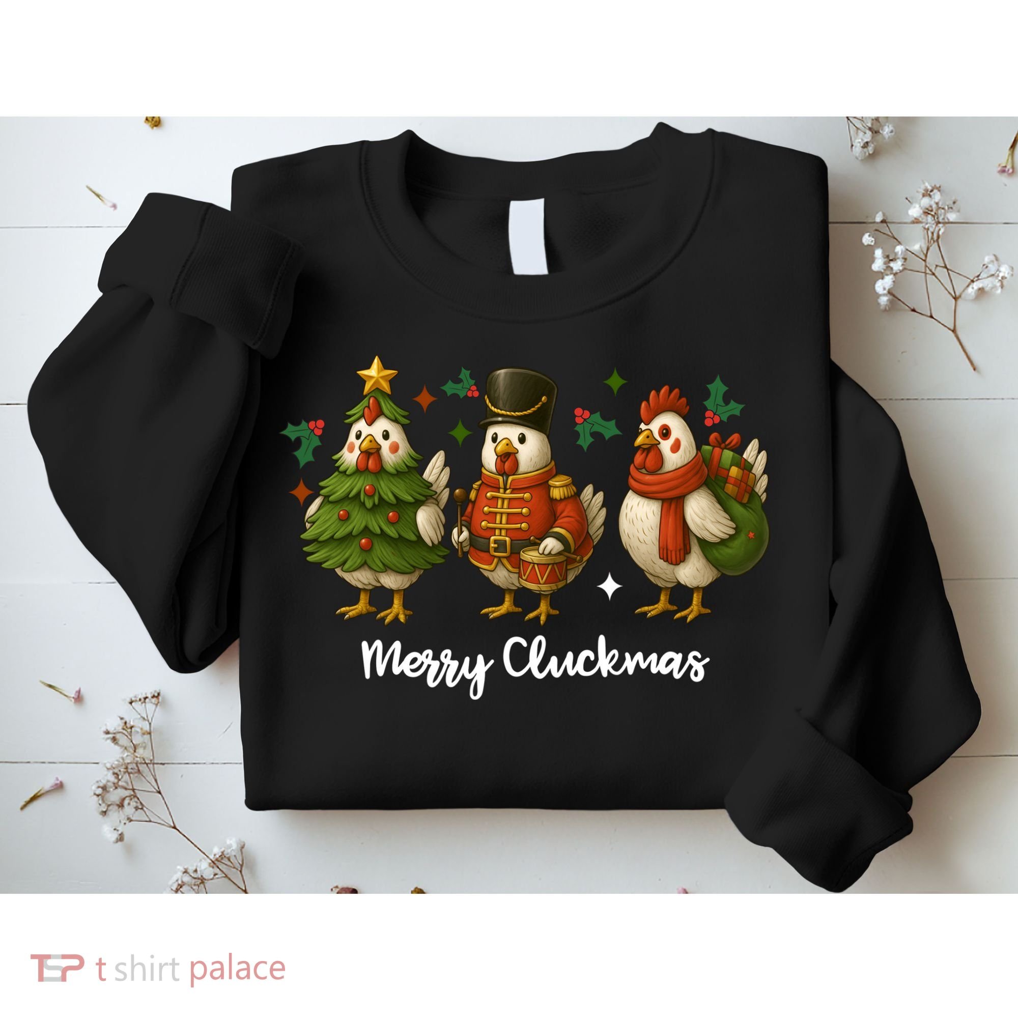 Funny Christmas Chicken Merry Cluckmas Sweatshirt