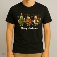 Funny Christmas Chicken Merry Cluckmas T-Shirt thumb 3