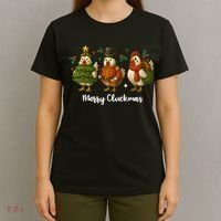 Funny Christmas Chicken Merry Cluckmas T-Shirt thumb 4