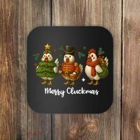 Funny Christmas Chicken Merry Cluckmas Coaster thumb 0