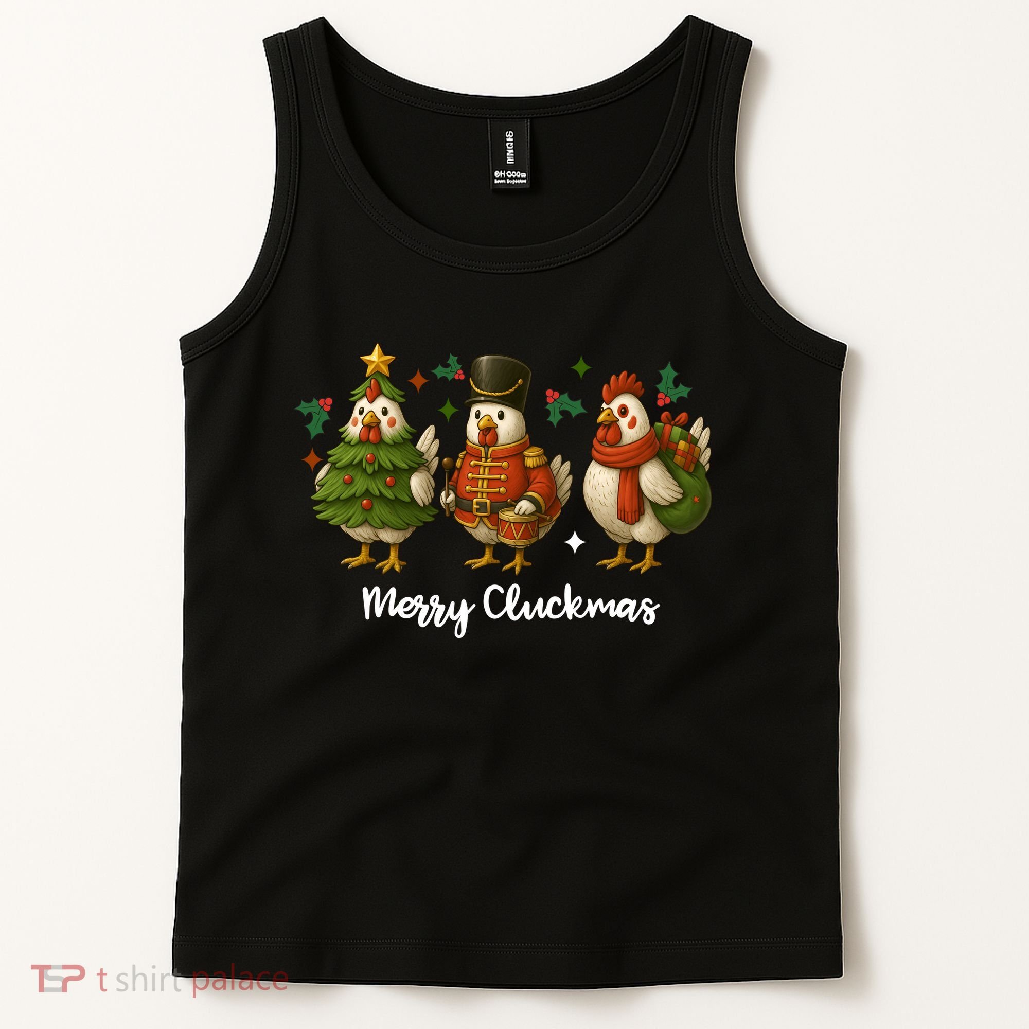 Funny Christmas Chicken Merry Cluckmas Tank Top