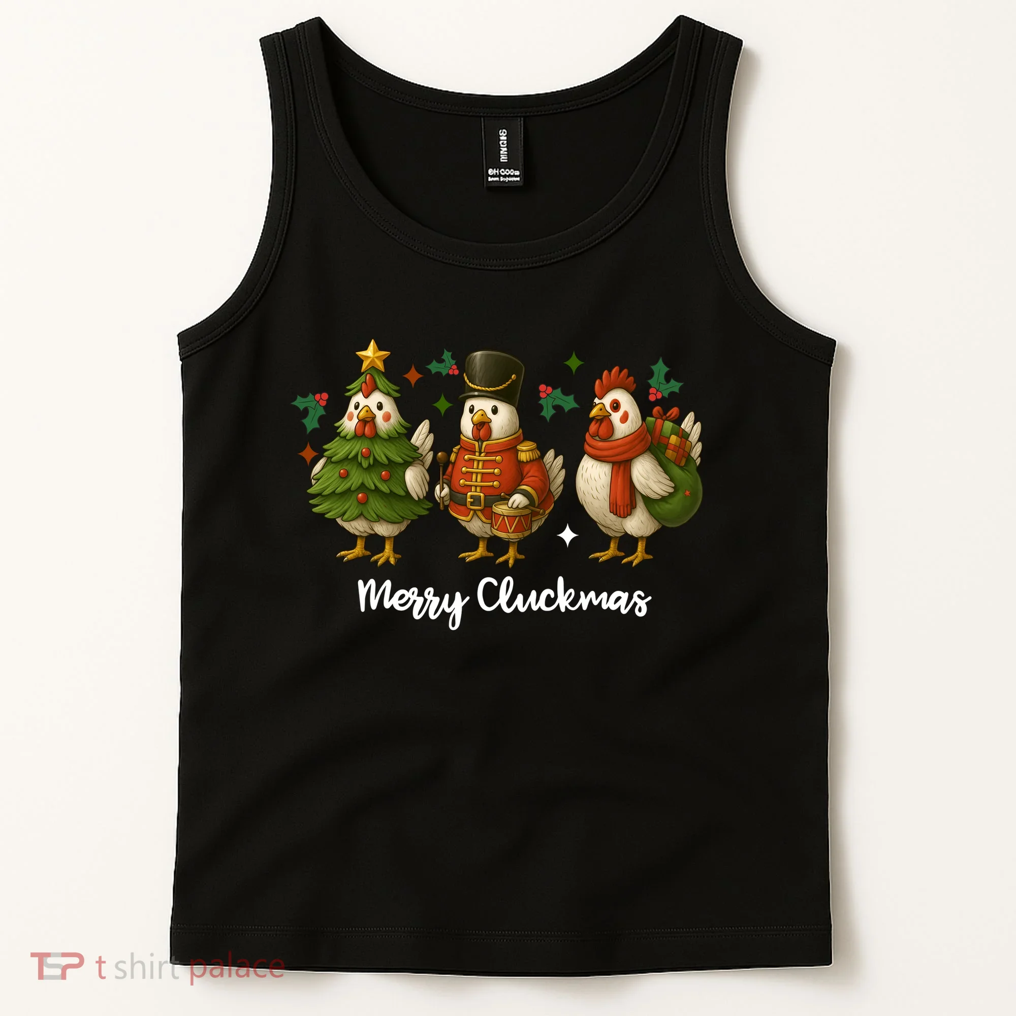 Funny Christmas Chicken Merry Cluckmas Tank Top