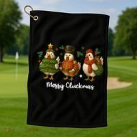 Funny Christmas Chicken Merry Cluckmas Golf Towel thumb 1