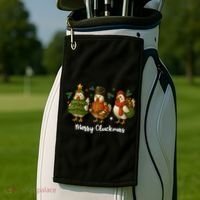 Funny Christmas Chicken Merry Cluckmas Golf Towel thumb 2