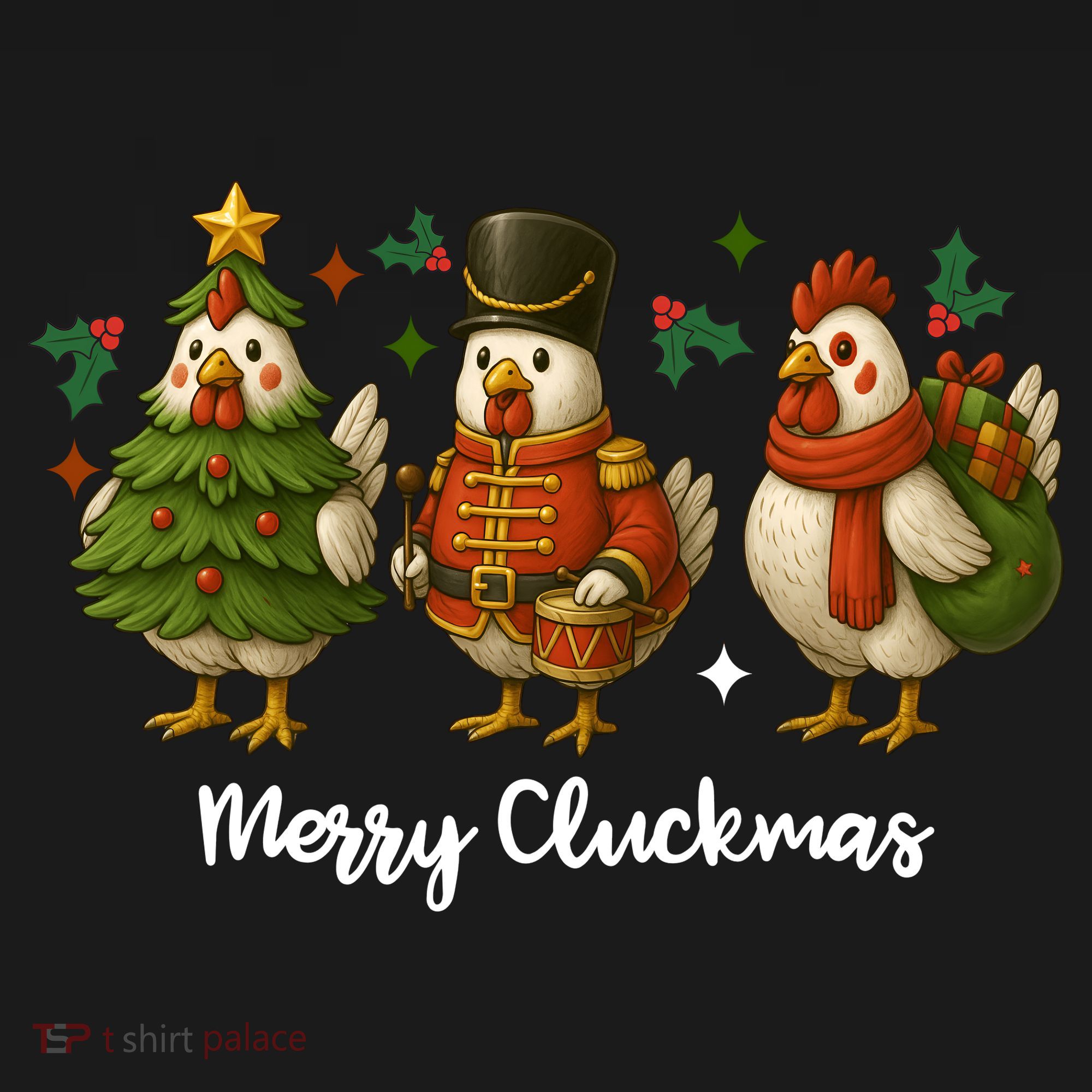 Funny Christmas Chicken Merry Cluckmas Women's Long Sleeve Shirt
