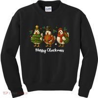 Funny Christmas Chicken Merry Cluckmas Kids Sweatshirt thumb 0