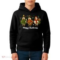 Funny Christmas Chicken Merry Cluckmas Kids Hoodie thumb 4