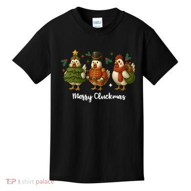 Funny Christmas Chicken Merry Cluckmas Kids T-Shirt