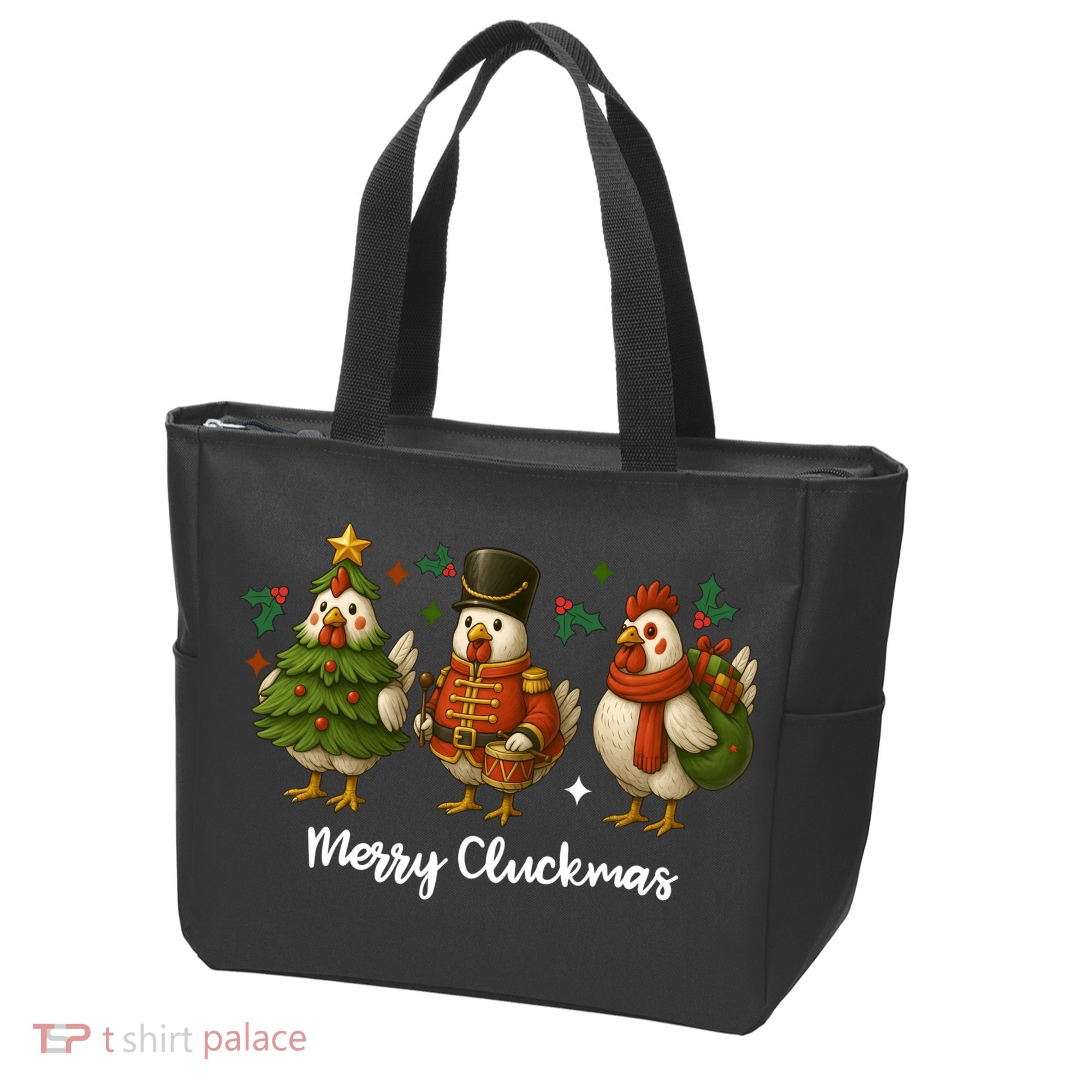 Funny Christmas Chicken Merry Cluckmas Tote Bag