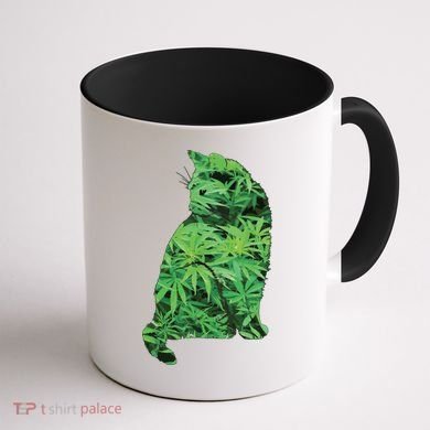 Funny Cannabis & Cat Lover Marijuana Weed Smoker Art Coffee Mug back