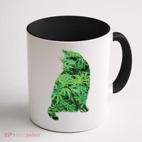 Funny Cannabis & Cat Lover Marijuana Weed Smoker Art Coffee Mug thumb 1