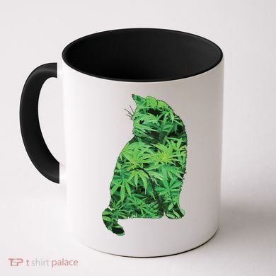 Funny Cannabis & Cat Lover Marijuana Weed Smoker Art Coffee Mug