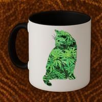 Funny Cannabis & Cat Lover Marijuana Weed Smoker Art Coffee Mug thumb 2