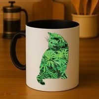 Funny Cannabis & Cat Lover Marijuana Weed Smoker Art Coffee Mug thumb 4