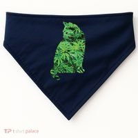Funny Cannabis & Cat Lover Marijuana Weed Smoker Art USA-Made Doggie Bandana thumb 0