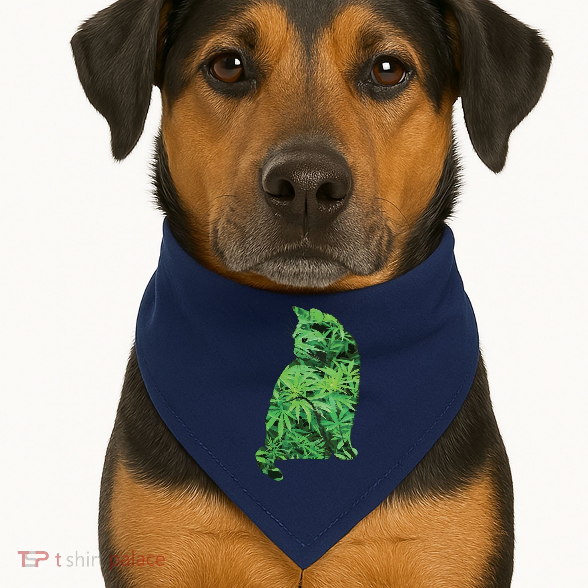Funny Cannabis & Cat Lover Marijuana Weed Smoker Art USA-Made Doggie Bandana