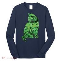Funny Cannabis & Cat Lover Marijuana Weed Smoker Art Long Sleeve Shirt thumb 0