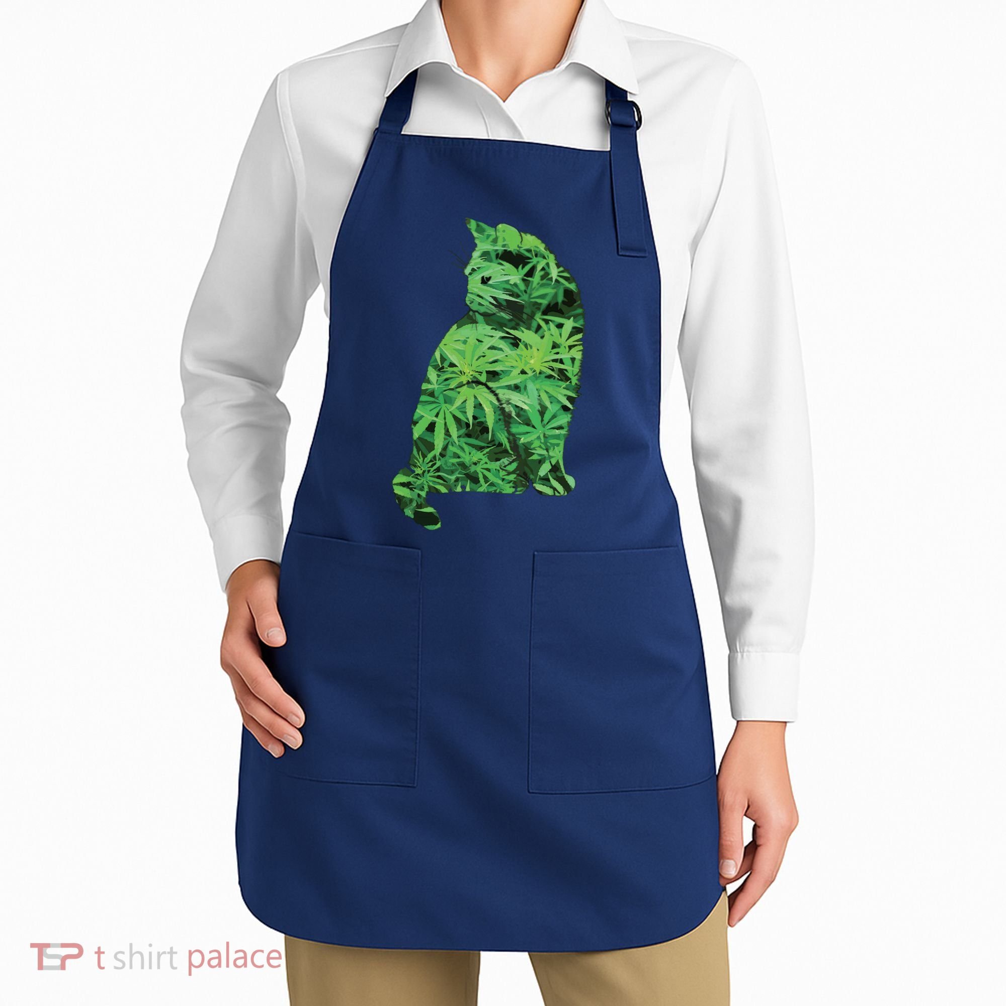 Funny Cannabis & Cat Lover Marijuana Weed Smoker Art Apron