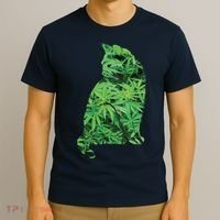 Funny Cannabis & Cat Lover Marijuana Weed Smoker Art T-Shirt thumb 3