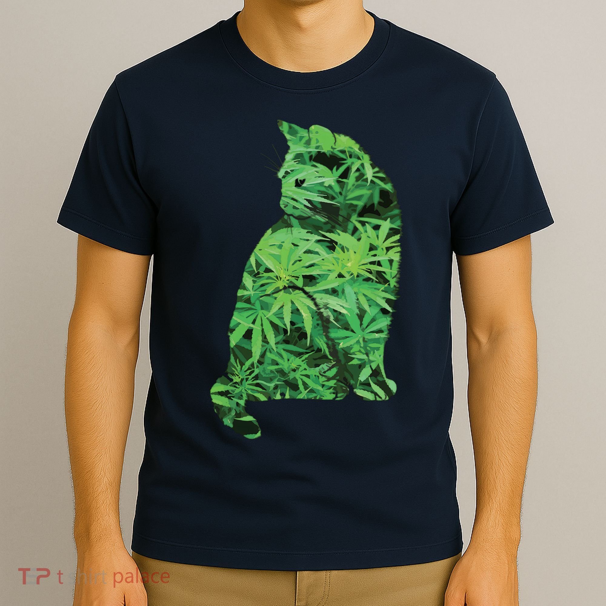 Funny Cannabis & Cat Lover Marijuana Weed Smoker Art T-Shirt