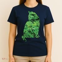 Funny Cannabis & Cat Lover Marijuana Weed Smoker Art T-Shirt thumb 4