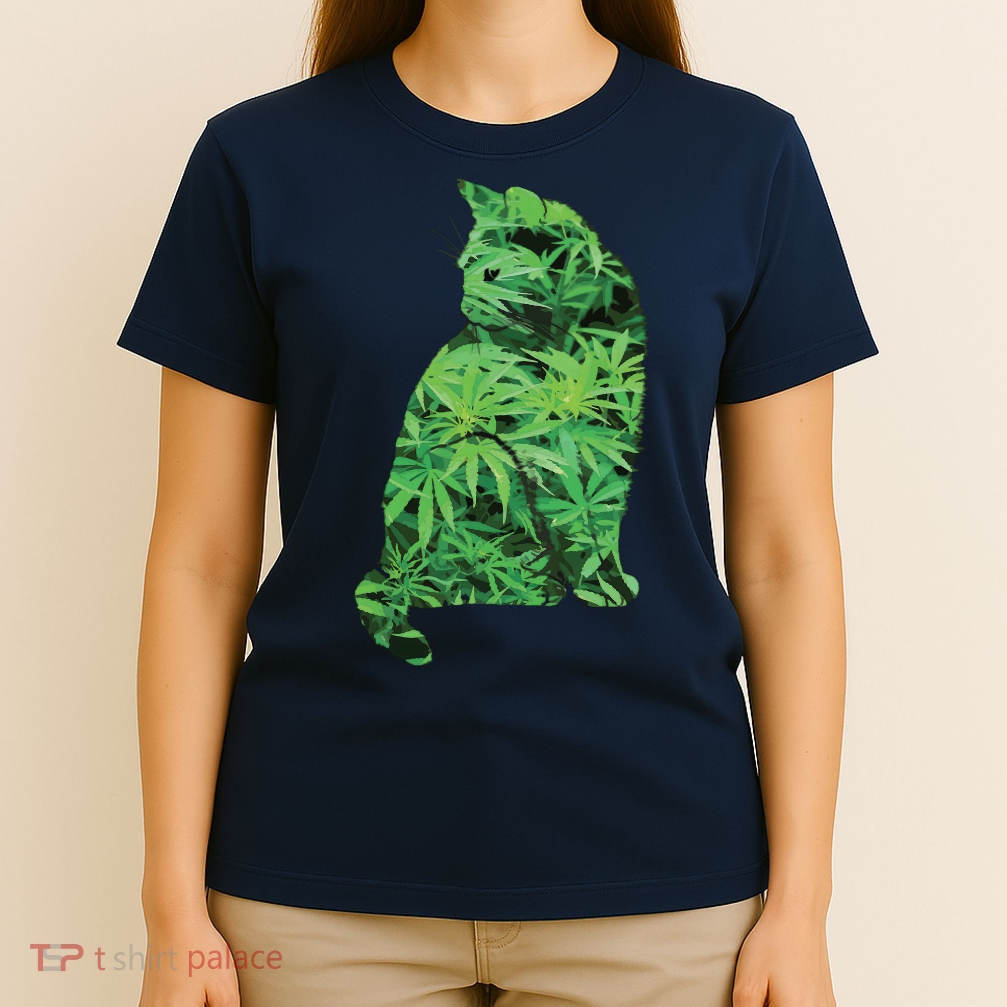 Funny Cannabis & Cat Lover Marijuana Weed Smoker Art T-Shirt