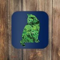 Funny Cannabis & Cat Lover Marijuana Weed Smoker Art Coaster thumb 0