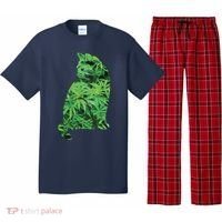 Funny Cannabis & Cat Lover Marijuana Weed Smoker Art Pajama Set thumb 0
