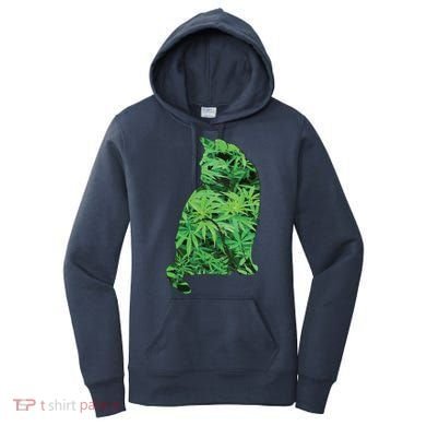 Funny Cannabis & Cat Lover Marijuana Weed Smoker Art Women's Hoodie
