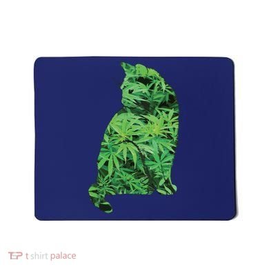 Funny Cannabis & Cat Lover Marijuana Weed Smoker Art Mousepad