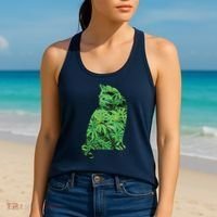 Funny Cannabis & Cat Lover Marijuana Weed Smoker Art Women's Tank Top thumb 2