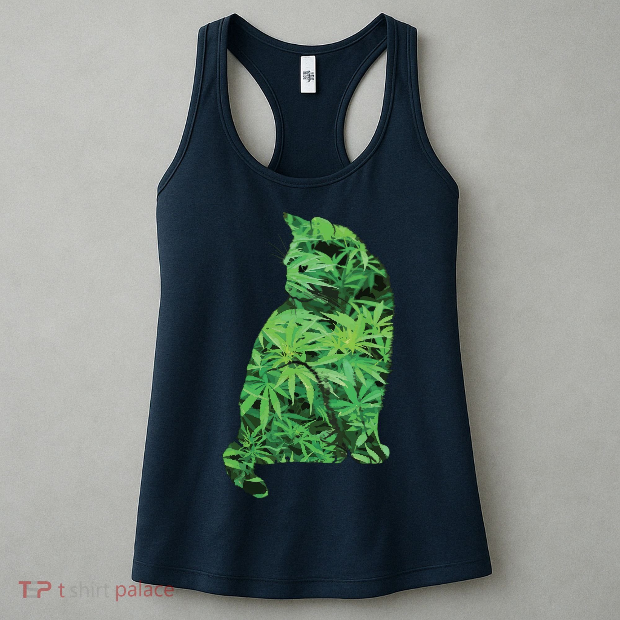 Funny Cannabis & Cat Lover Marijuana Weed Smoker Art Women's Tank Top