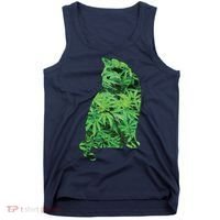 Funny Cannabis & Cat Lover Marijuana Weed Smoker Art Tank Top thumb 0